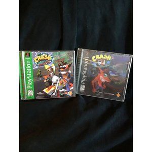 PS1 Crash Bandicoot Warped (‘98) &Cortex Strikes Back (‘97) Black Label HOLO.CIB